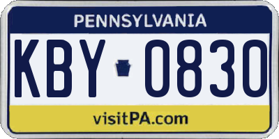 PA license plate KBY0830