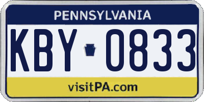 PA license plate KBY0833