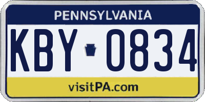 PA license plate KBY0834