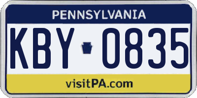 PA license plate KBY0835