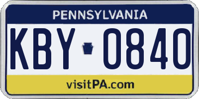 PA license plate KBY0840