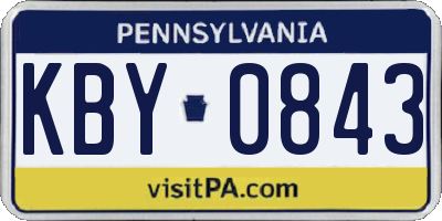 PA license plate KBY0843