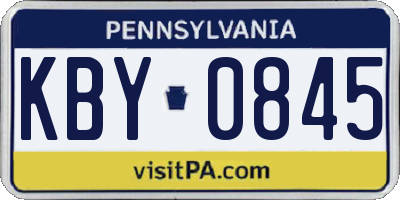 PA license plate KBY0845