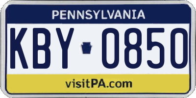 PA license plate KBY0850