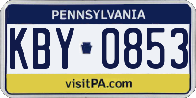 PA license plate KBY0853