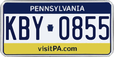 PA license plate KBY0855