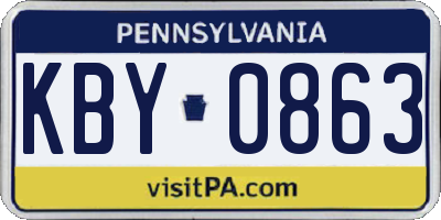 PA license plate KBY0863