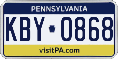PA license plate KBY0868