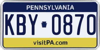 PA license plate KBY0870