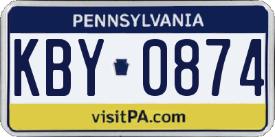 PA license plate KBY0874
