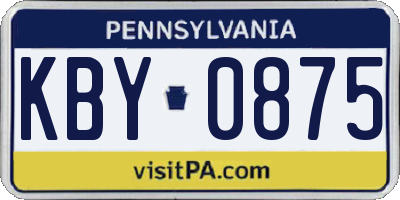 PA license plate KBY0875