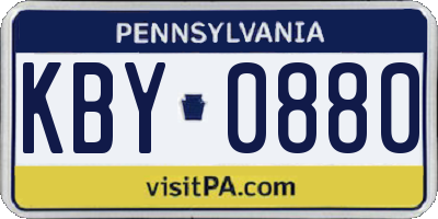 PA license plate KBY0880