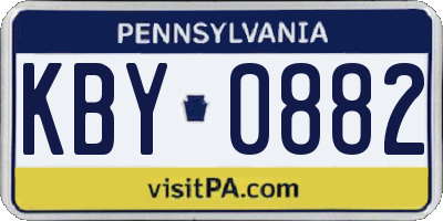 PA license plate KBY0882
