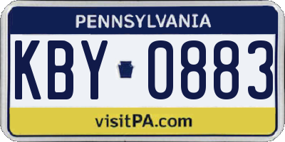 PA license plate KBY0883