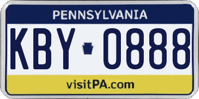PA license plate KBY0888