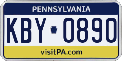 PA license plate KBY0890