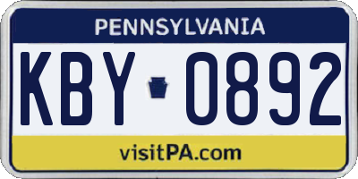 PA license plate KBY0892