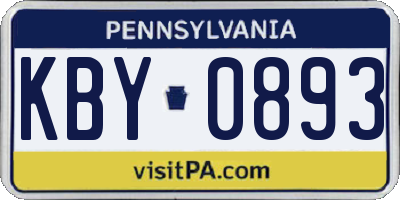 PA license plate KBY0893