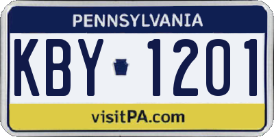 PA license plate KBY1201