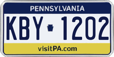 PA license plate KBY1202