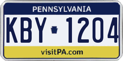 PA license plate KBY1204