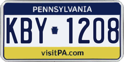PA license plate KBY1208