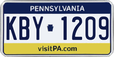 PA license plate KBY1209