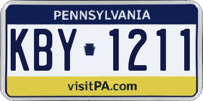 PA license plate KBY1211