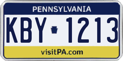 PA license plate KBY1213