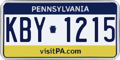 PA license plate KBY1215