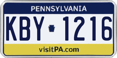 PA license plate KBY1216