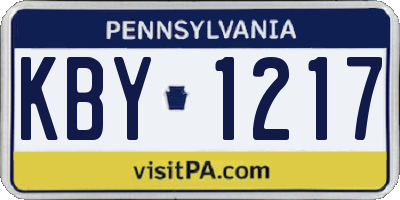 PA license plate KBY1217
