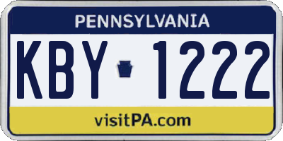 PA license plate KBY1222