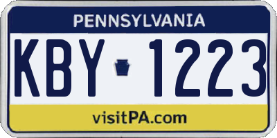 PA license plate KBY1223