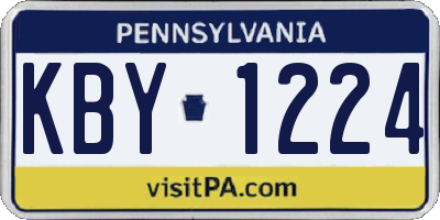 PA license plate KBY1224