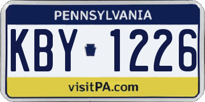 PA license plate KBY1226