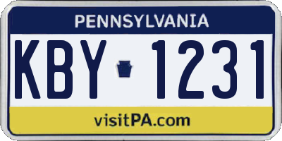 PA license plate KBY1231
