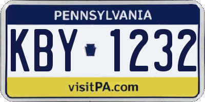 PA license plate KBY1232