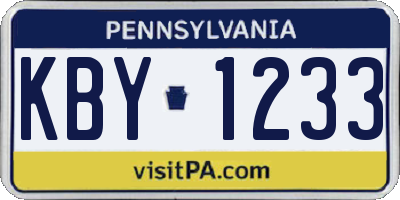 PA license plate KBY1233