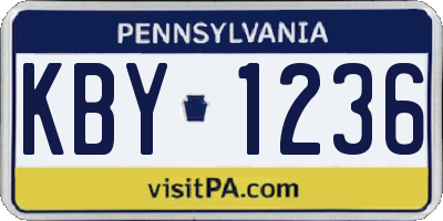 PA license plate KBY1236