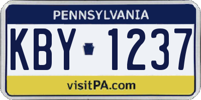 PA license plate KBY1237