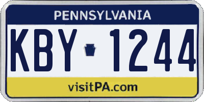 PA license plate KBY1244