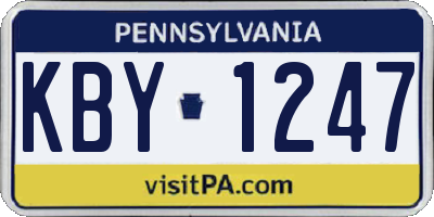 PA license plate KBY1247