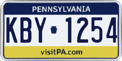 PA license plate KBY1254