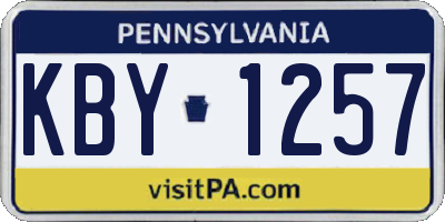 PA license plate KBY1257