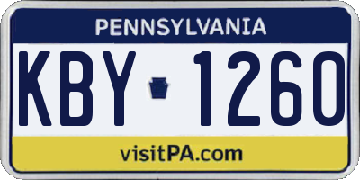 PA license plate KBY1260
