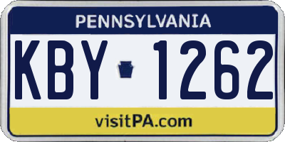 PA license plate KBY1262