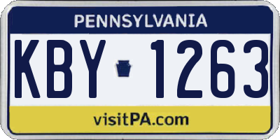 PA license plate KBY1263