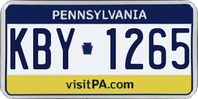 PA license plate KBY1265