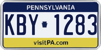 PA license plate KBY1283